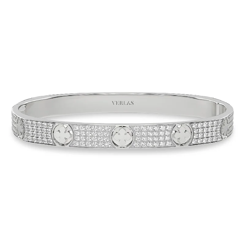 silver Celtic knot necklace La Fleur 4-Diamond Rows Square Bangle