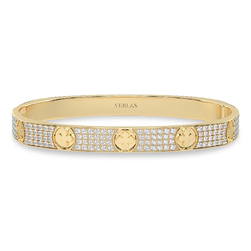 unique moon phase ring La Fleur 4-Diamond Rows Square Bangle