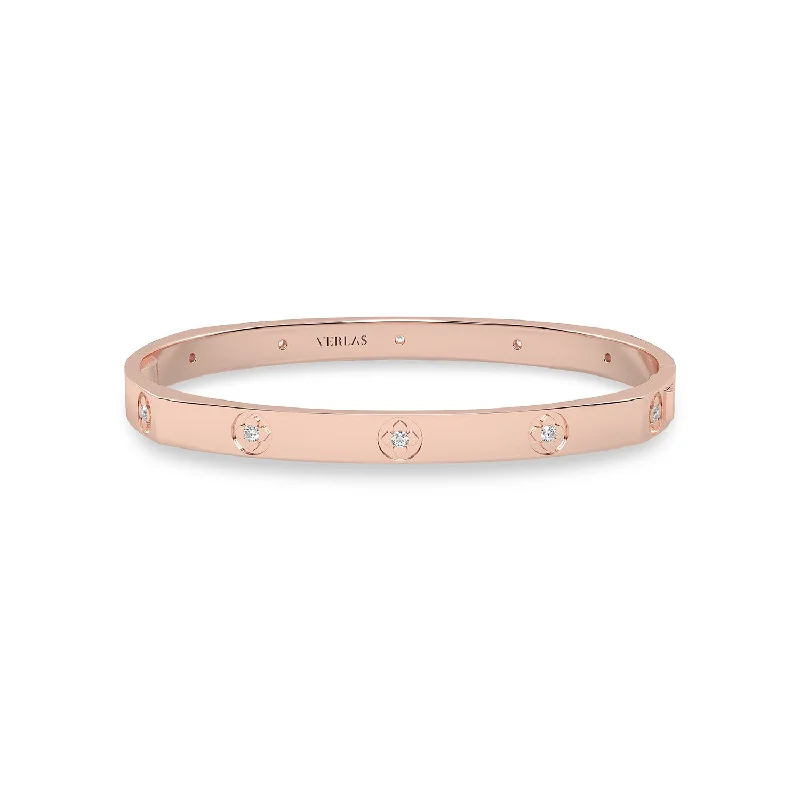 dainty heart charm necklace La Fleur 5mm 12-Diamonds Square Bangle
