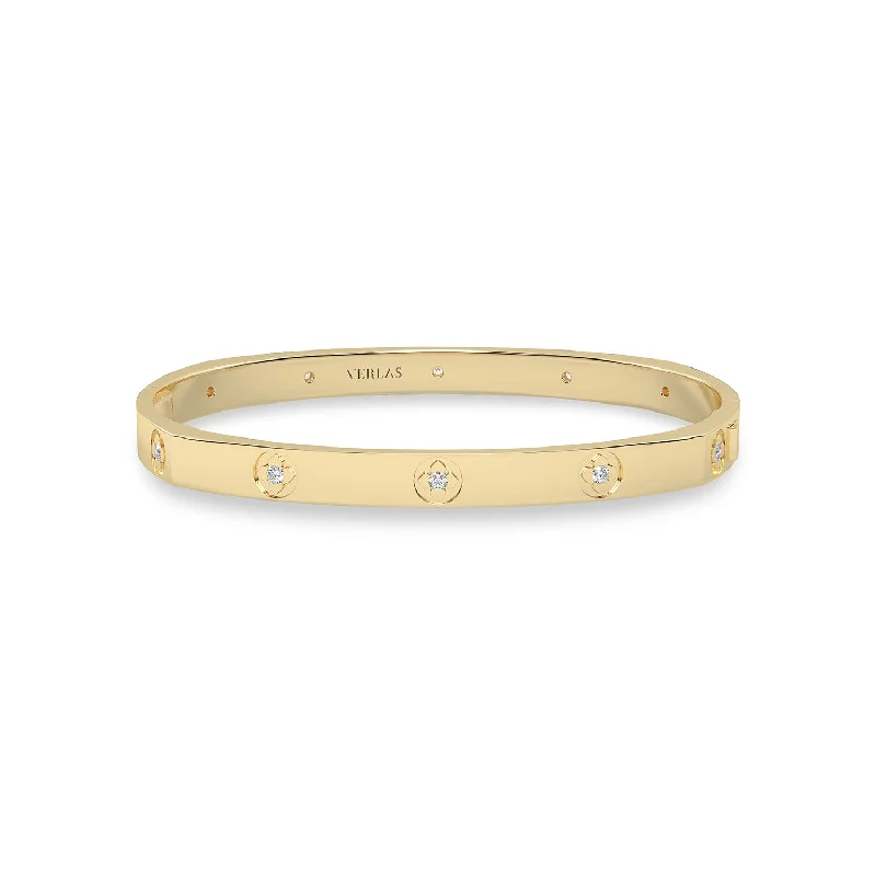 braided gold chain bracelet La Fleur 5mm 12-Diamonds Square Bangle