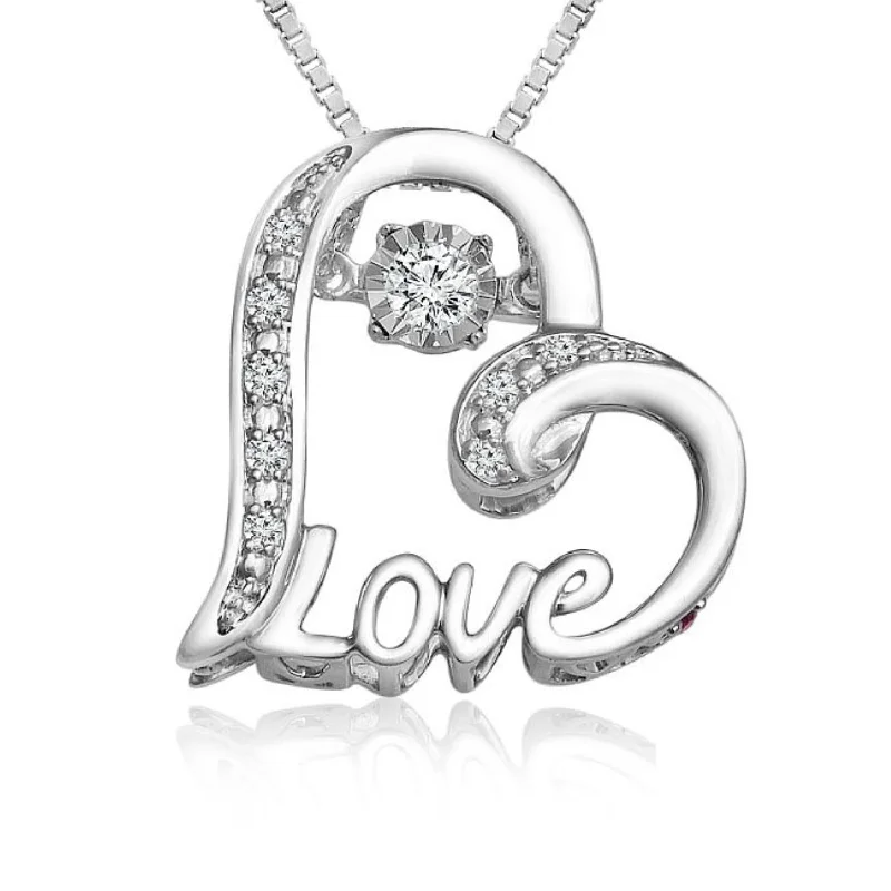 delicate chain necklace gold LoveSong 1/10 CTW Diamond Dancing 18-inch Pendant in Sterling Silver