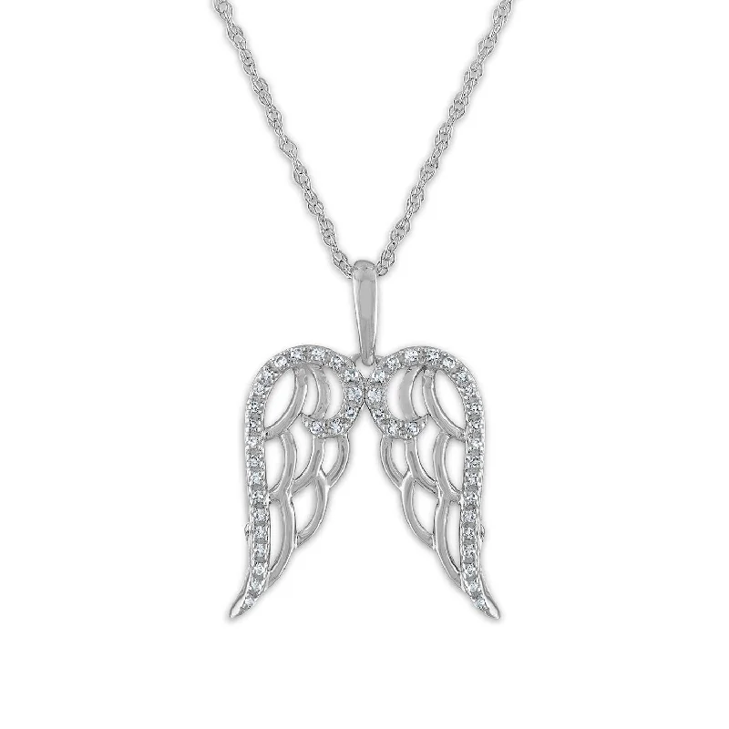 silver infinity knot ring LoveSong 1/12 CTW Diamond Angel Wings 18-inch Pendant in Sterling Silver