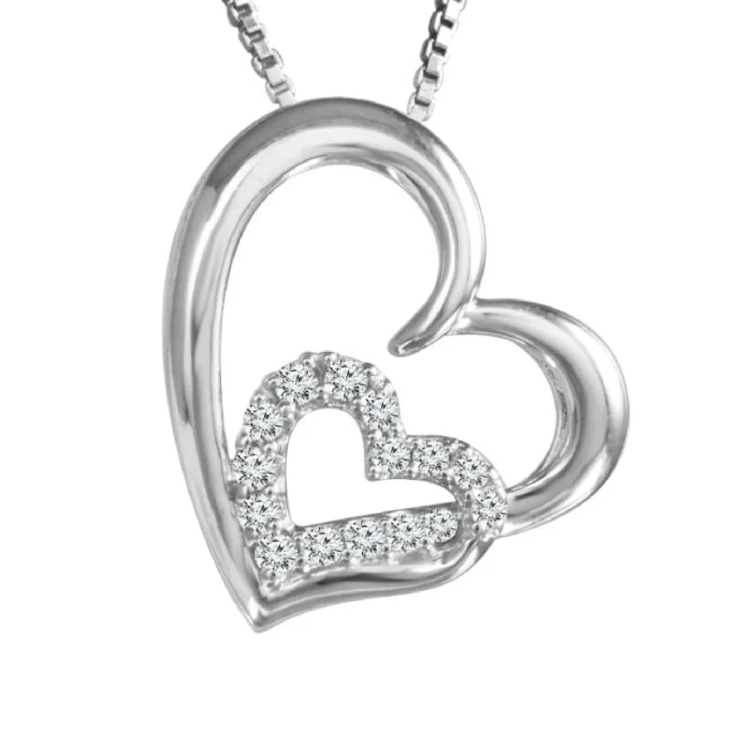 handmade clay bead earrings LoveSong 1/12 CTW Diamond Heart Double 18-inch Pendant in Sterling Silver