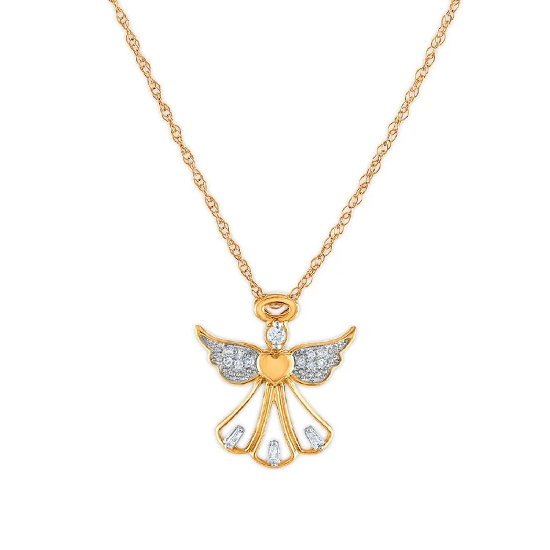 handcrafted crystal quartz ring LoveSong 1/14 CTW Diamond Angel 18-inch Pendant in 10KT Yellow Gold