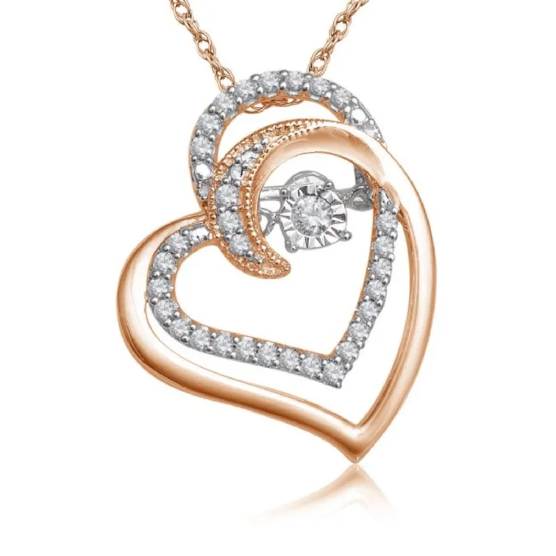 modern infinity signet ring LoveSong 1/6 CTW Diamond Heart Dancing 18-inch Pendant in 10KT Rose Gold