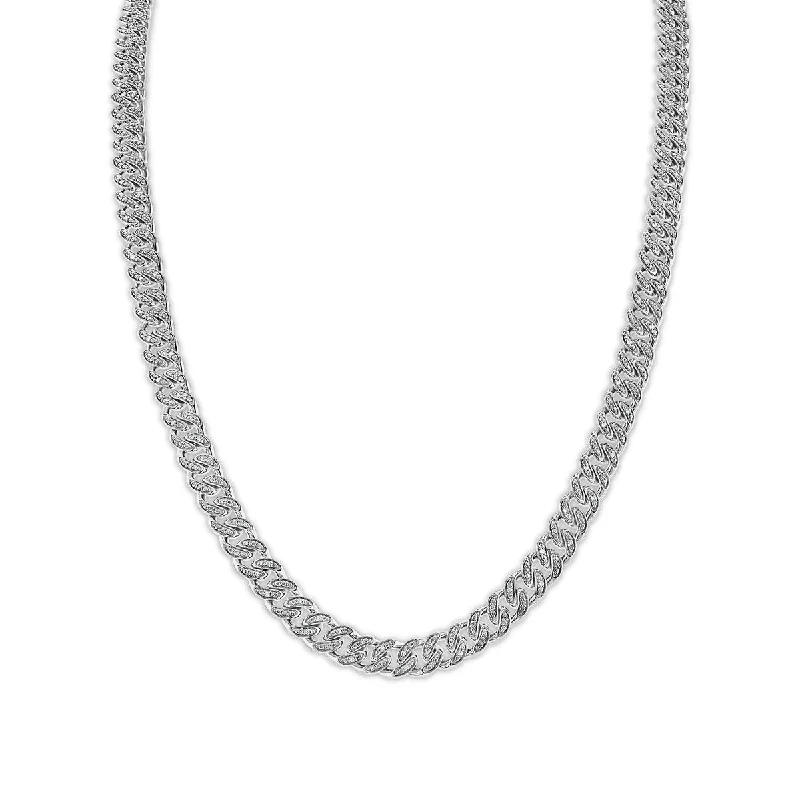 rose gold feather earrings Luxe Layers 1/2 CTW Diamond Cuban Link 24-inch Chain in Rhodium Plated Sterling Silver