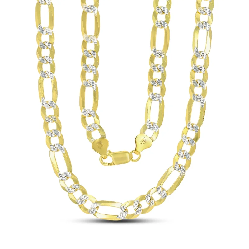 real opal engagement ring Luxe Layers 14KT Yellow Gold Plated Sterling Silver 22-inch 7.5MM Diamond-cut Pave Figaro Chain