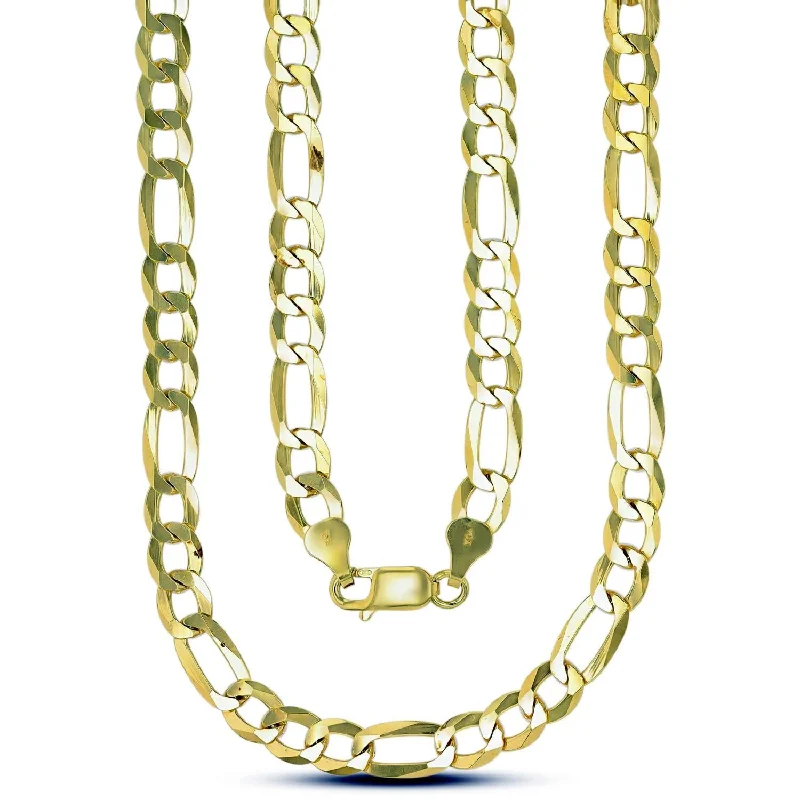 silver rope chain men Luxe Layers 14KT Yellow Gold Plated Sterling Silver 24-inch 6.6MM Figaro Chain