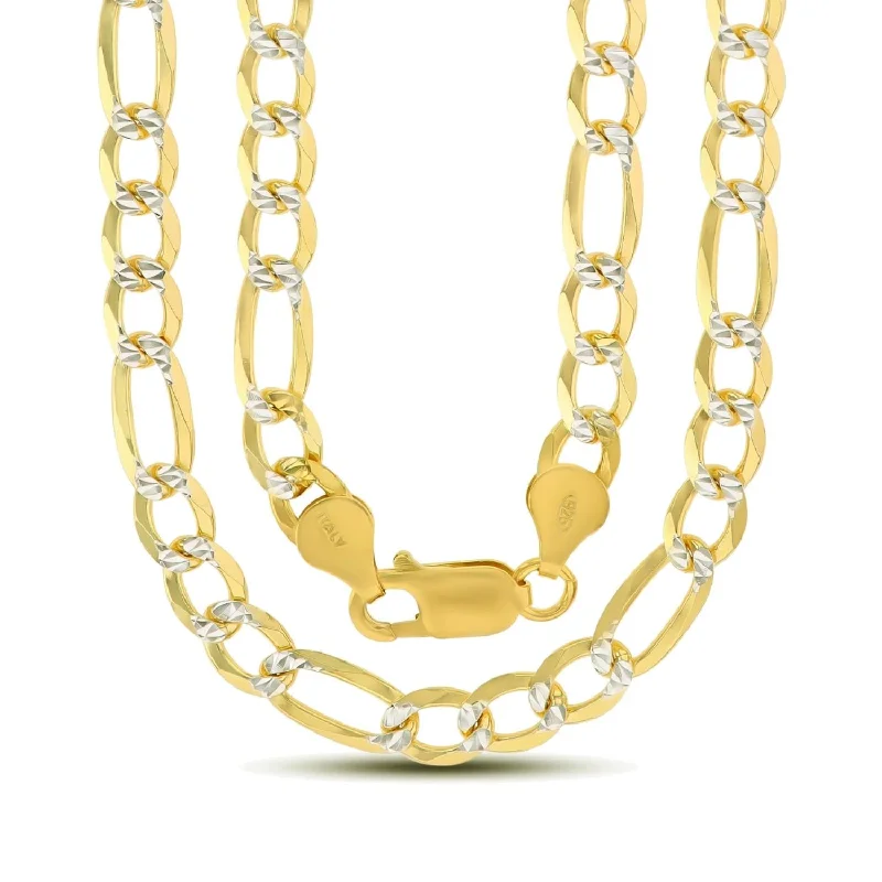 minimalist gold square earrings Luxe Layers 14KT Yellow Gold Plated Sterling Silver 24-inch 6.6MM Pave Figaro Chain