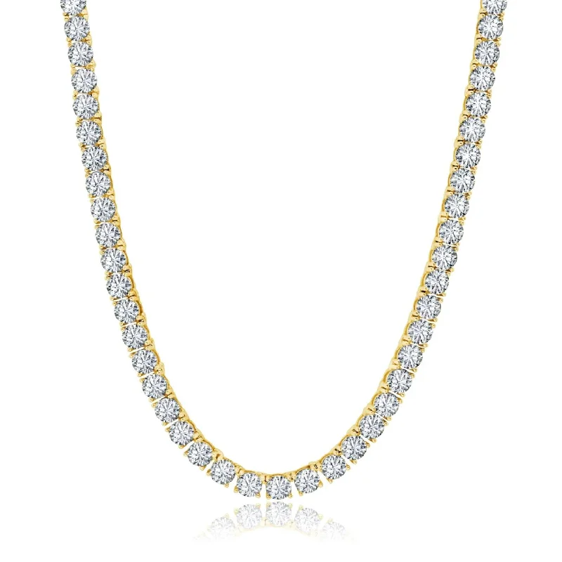 wide gold cuff bracelet Luxe Layers 14KT Yellow Gold Plated Sterling Silver 4MM Round Cubic Zirconia 16-inch Tennis Necklace