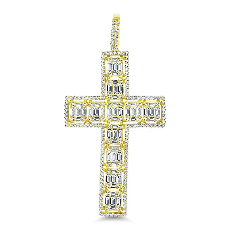 minimalist rose gold bracelet Luxe Layers 14KT Yellow Gold Plated Sterling Silver Cubic Zirconia 83X40MM Cross Pendant. Chain Not Included