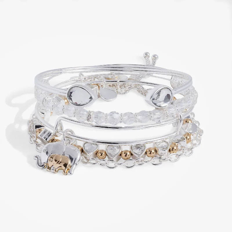natural crystal pendant necklace Mama Elephant Bangle Set of 5