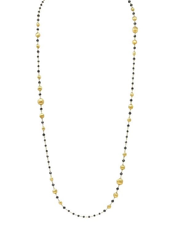 emerald-cut ruby eternity ring Marco Bicego Contemporary Faceted Black Diamond 18 Karat Yellow Gold Bead Africa Necklace