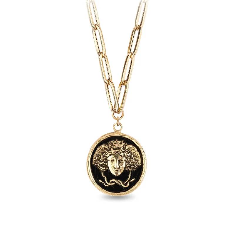 infinity heart necklace personalized Medusa 14K Gold Large Hollow Paperclip Chain Necklace