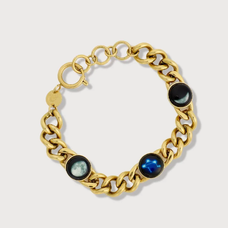 luxury emerald ring platinum 2 Moon and 1 Constellation Pleiades Bracelet in Gold
