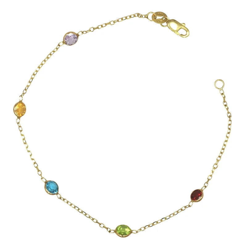 natural amethyst necklace Multi Color Gemstone Ankle Bracelet, 10 Inches, 14K Yellow Gold natural amethyst necklace Multi Color Gemstone Ankle Bracelet, 10 Inches, 14K Yellow Gold