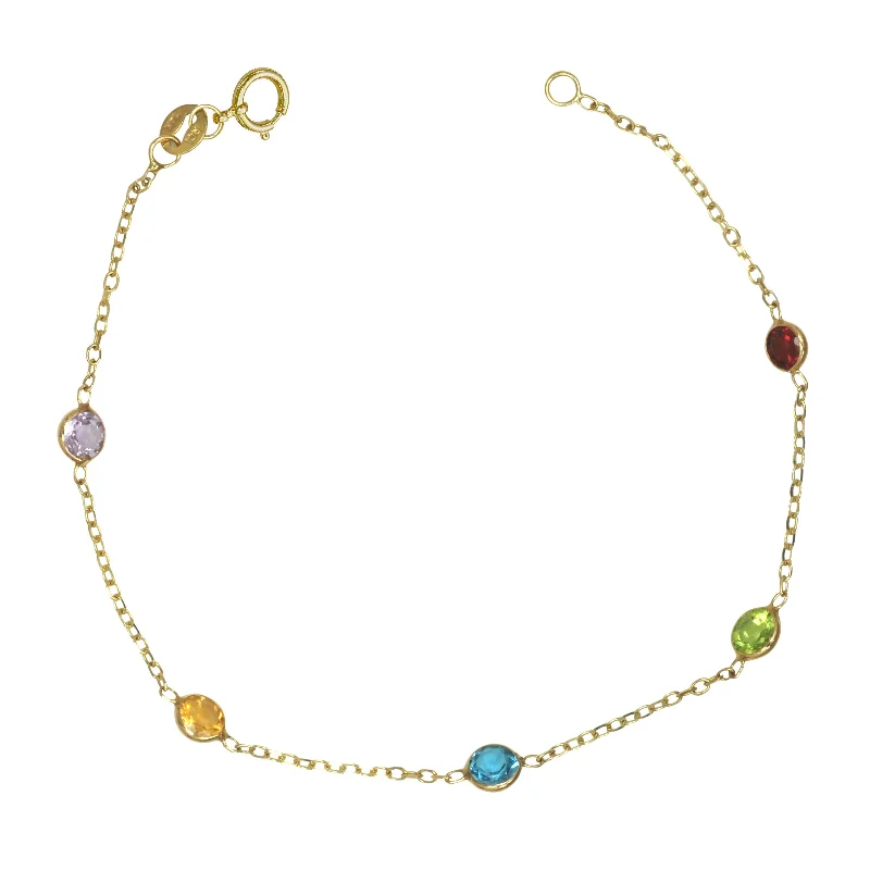 silver wedding band with engraving Multi Color Gemstone Bracelet, 7 Inches, 14K Yellow Gold