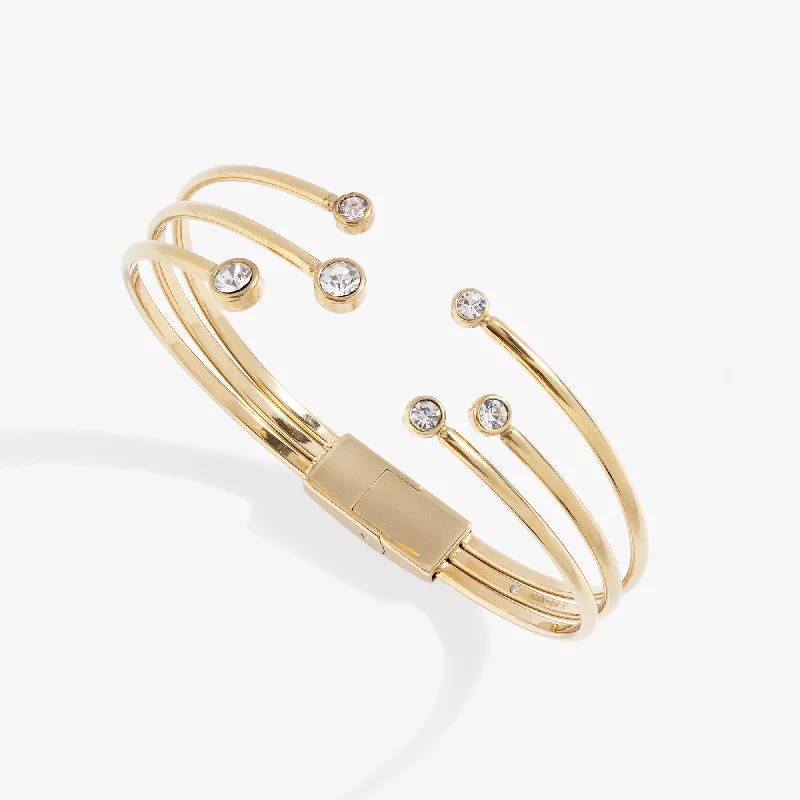 custom gold name necklace Multi Crystal Hinge Cuff Bracelet