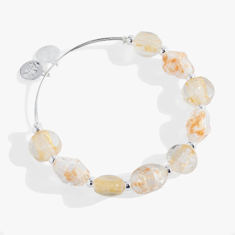 unique blue topaz ring Murano Beads Silver Elongated Beaded Bangle