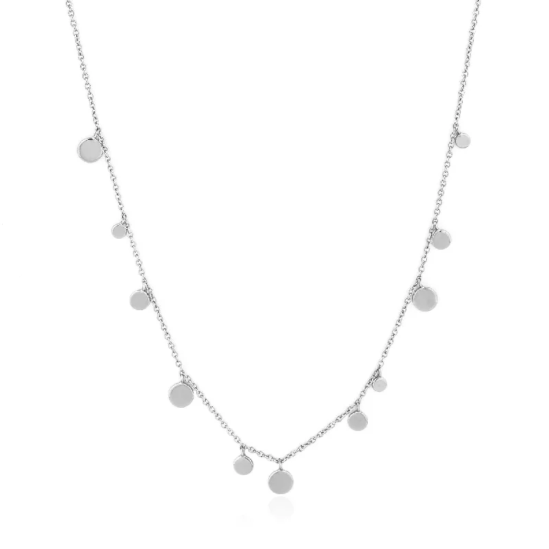 handmade coin pendant necklace Silver Geometry Mixed Discs Necklace