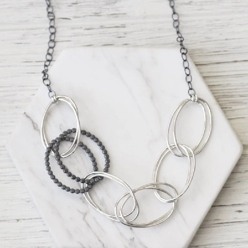 dainty sapphire stacking rings Short Polished and Bead Ovals Necklace