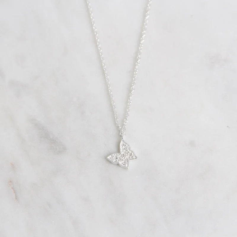 classic tennis bracelet white gold CZ Pave Butterfly Necklace - Sterling Silver