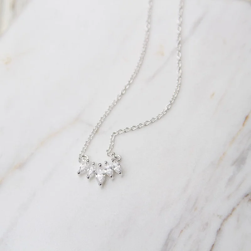 gemstone teardrop earrings Sterling Silver Curve of Marquise Cubic Zirconia Necklace
