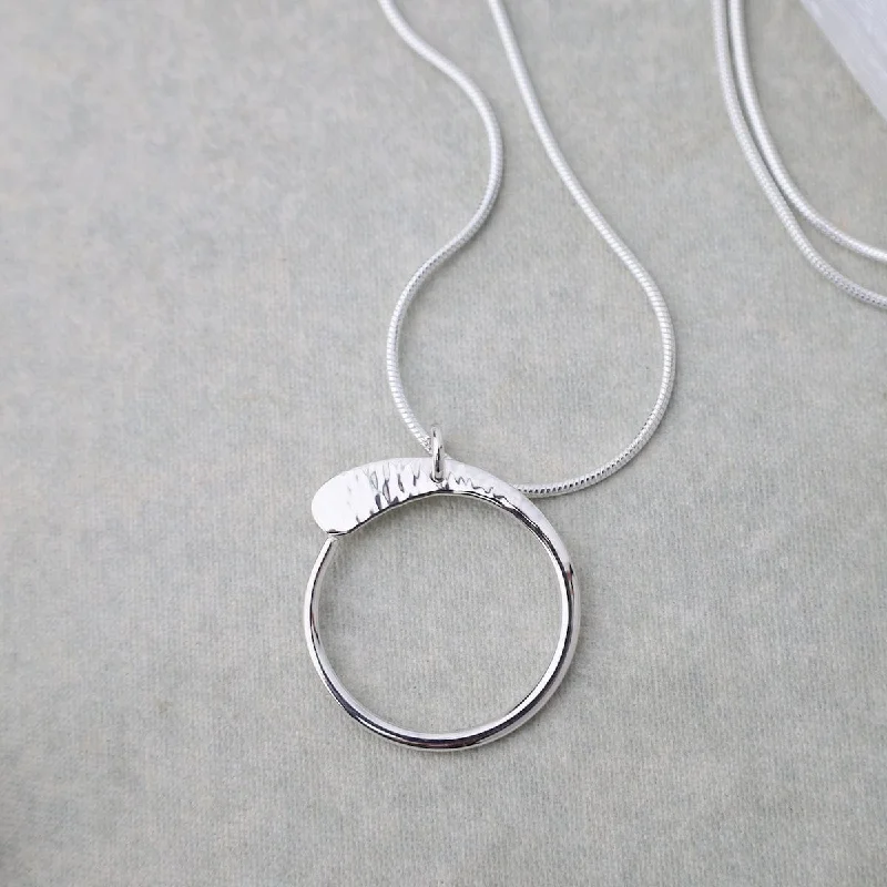minimalist clover charm bracelet Half Hammered Circle Pendant