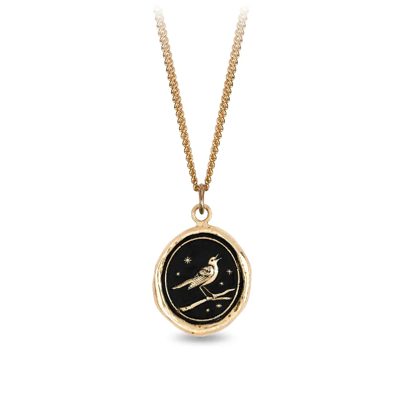 handmade leather pendant necklace Nightingale 14K Gold Signature Talisman