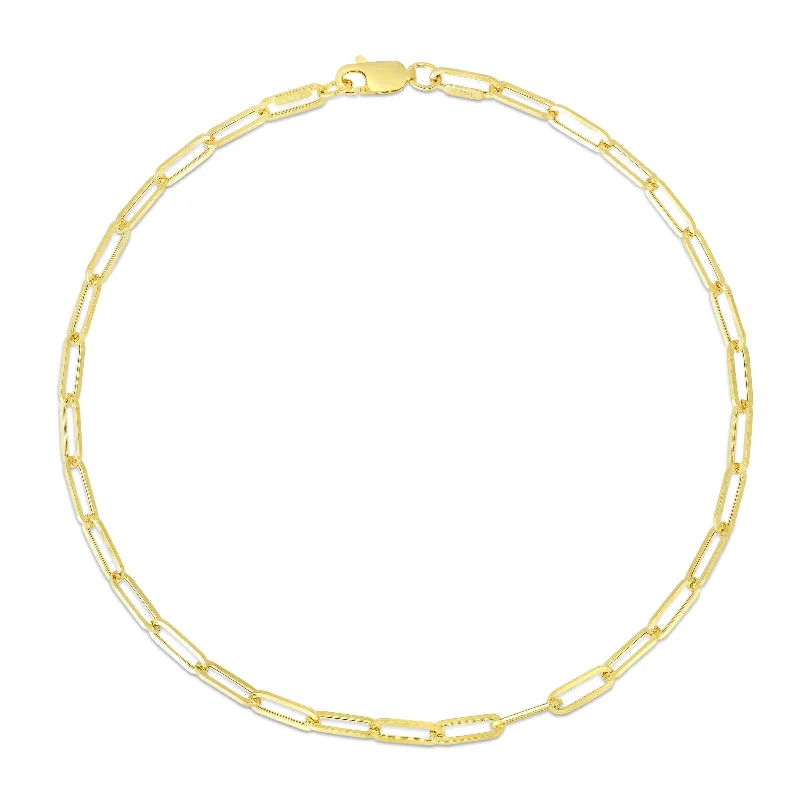 custom zodiac sign ring Paperclip Chain Ankle Bracelet, 14K Yellow Gold