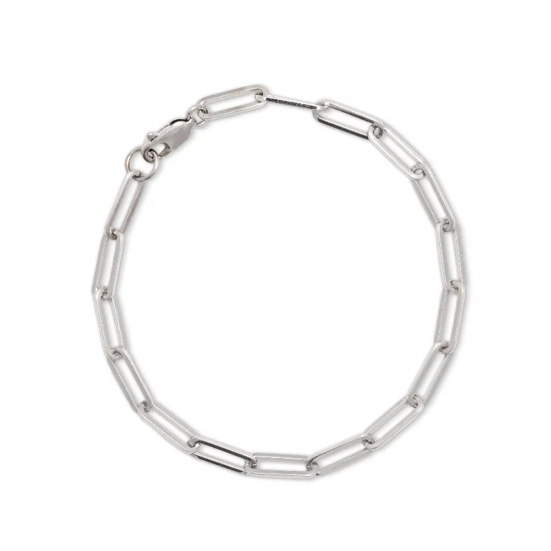 celestial moon and stars ring Paperclip Chain Bracelet, 7 Inches, Sterling Silver