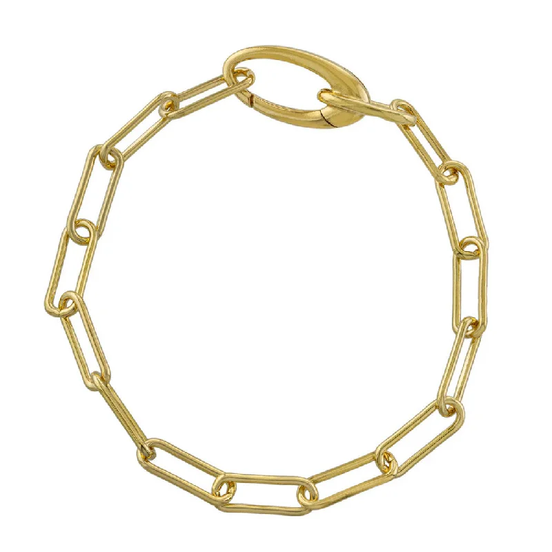 luxury diamond anniversary band Paperclip Link Bracelet, Gold Plated