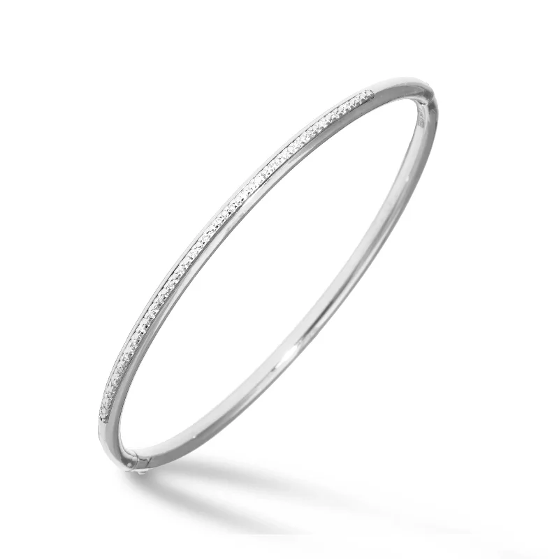men’s tungsten carbide ring Pavé Diamond Hinged Bangle, Sterling Silver