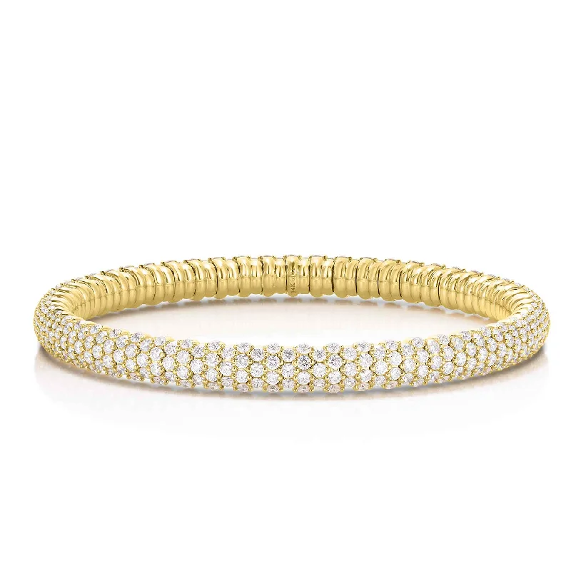 boho shell beaded anklet Pavé Diamond Expanding Bracelet, 6.50 Carats, 14K Yellow Gold