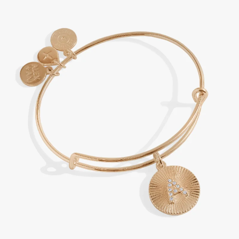 waterproof beach anklet stainless steel Initial A Pave Starburst Texture Bangle