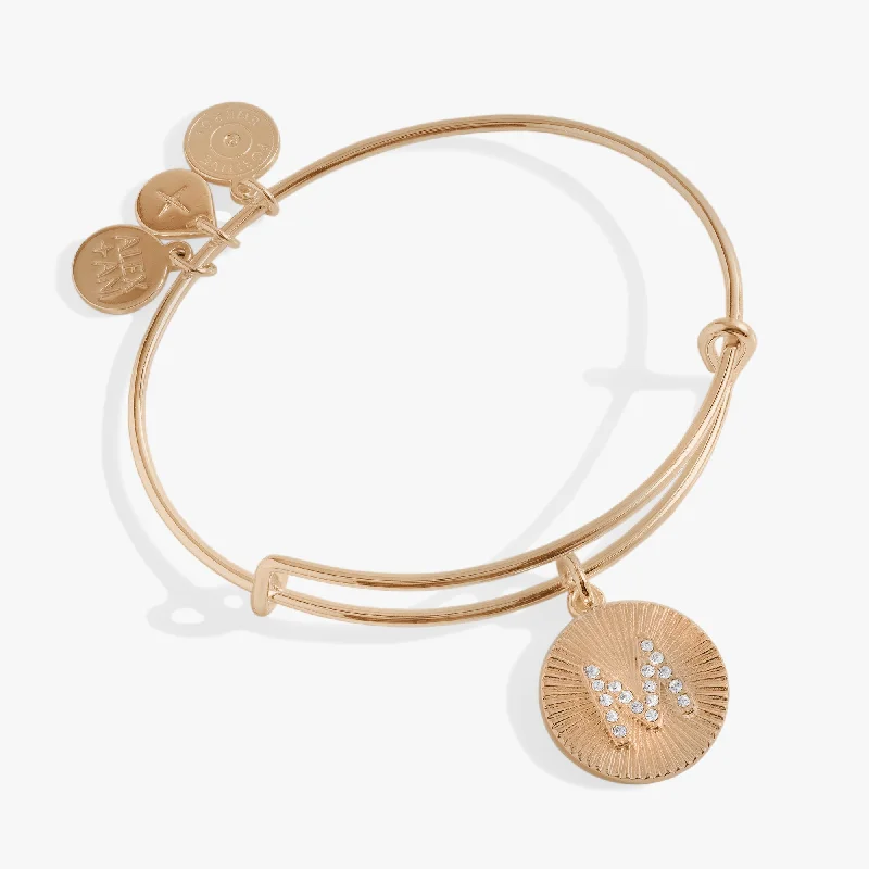 dainty lotus flower ring Initial M Pave Starburst Texture Bangle
