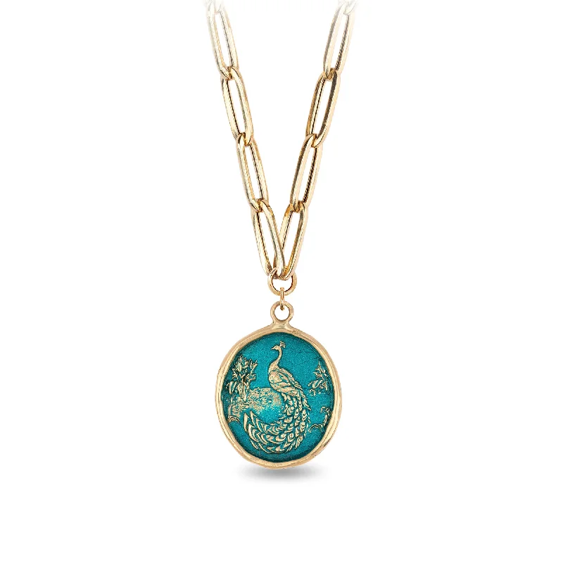 gold charm bracelet with initials Peacock 14K Gold Large Hollow Paperclip Chain Necklace - True Colors