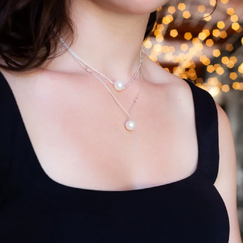 personalized family tree necklace Pearl Necklace with Beaded Chain