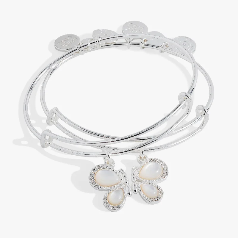 classic pearl bridal earrings Perfect Pairs- Butterfly Wings Bangle Set of 2