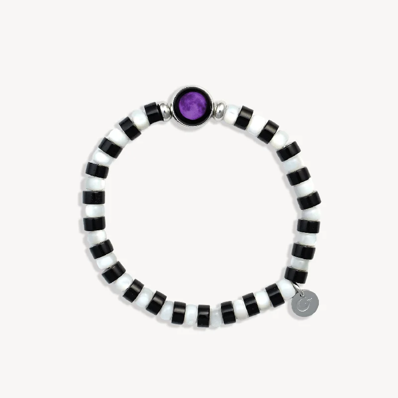 natural garnet gemstone ring Phantom Stripes Bracelet- Purple moon