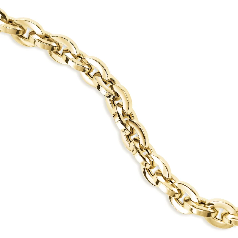 statement gold cuff earrings Polished Oval Link Bracelet, 14K Yellow Gold