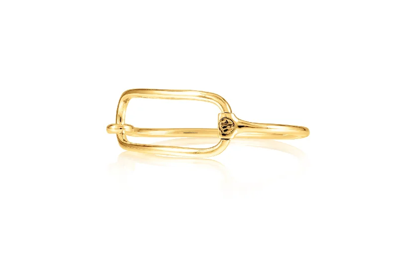 dainty sapphire gemstone bracelet Rectangle Snaffle Bit Bangle | Gold