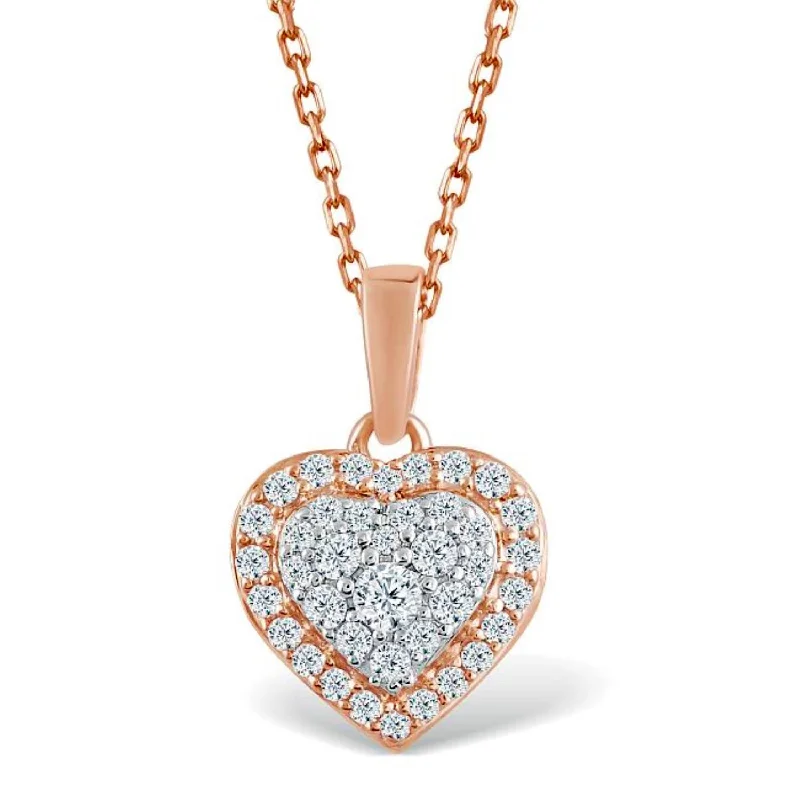 snake chain bracelet gold Red Hot Deal 1/4 CTW Diamond Heart 18-inch Pendant in 10KT Rose Gold