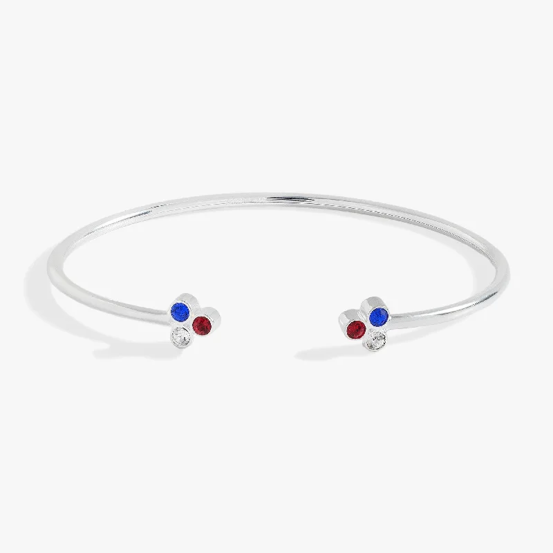 gold moonstone cocktail ring Red, White and Blue 3 Stone Flex Cuff