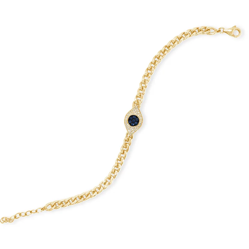 natural amethyst necklace Sapphire & Diamond Evil Eye Curb Chain Bracelet