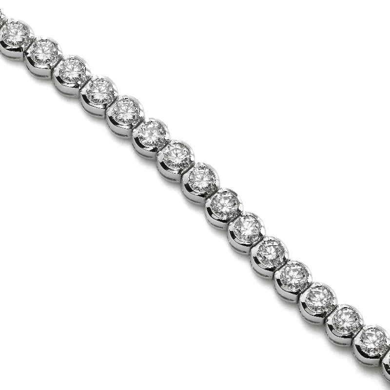 simple sapphire wedding band Semi-Bezel Style Diamond Tennis Bracelet, 2.25 Carats, 14K White Gold