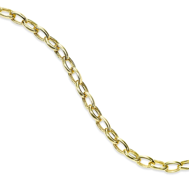 classic gemstone stud earrings Shiny Oval Link Bracelet, 14K Yellow Gold