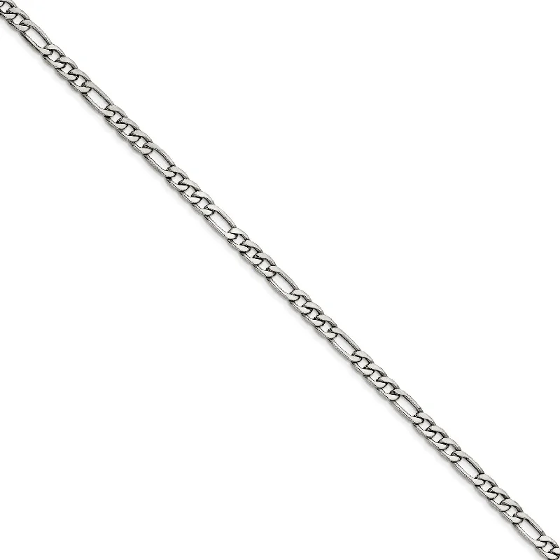 black diamond stud earrings Stainless Steel 6.30mm 22in Figaro Chain