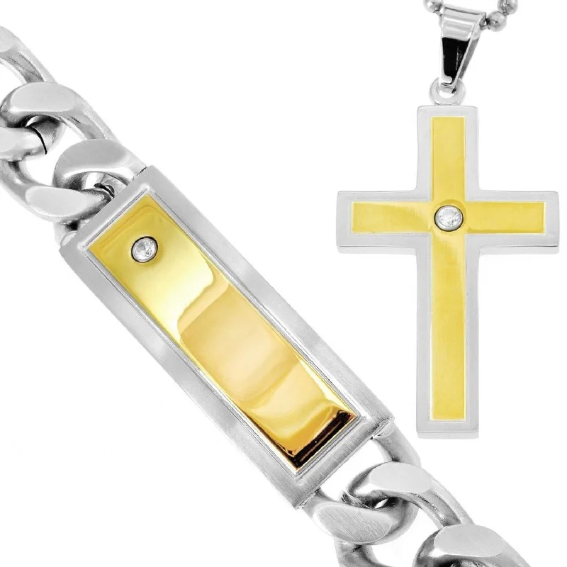 vintage art deco sapphire ring Stainless Steel Diamond 24-inch Cross Box Set Pendant