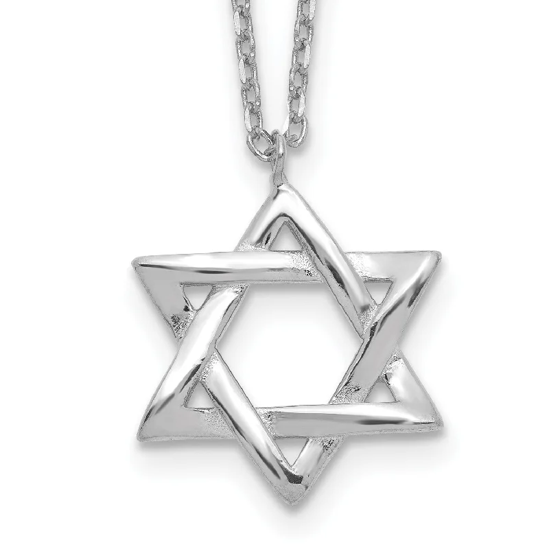silver rope chain men Sterling Silver 16-inch Star Of David Necklace